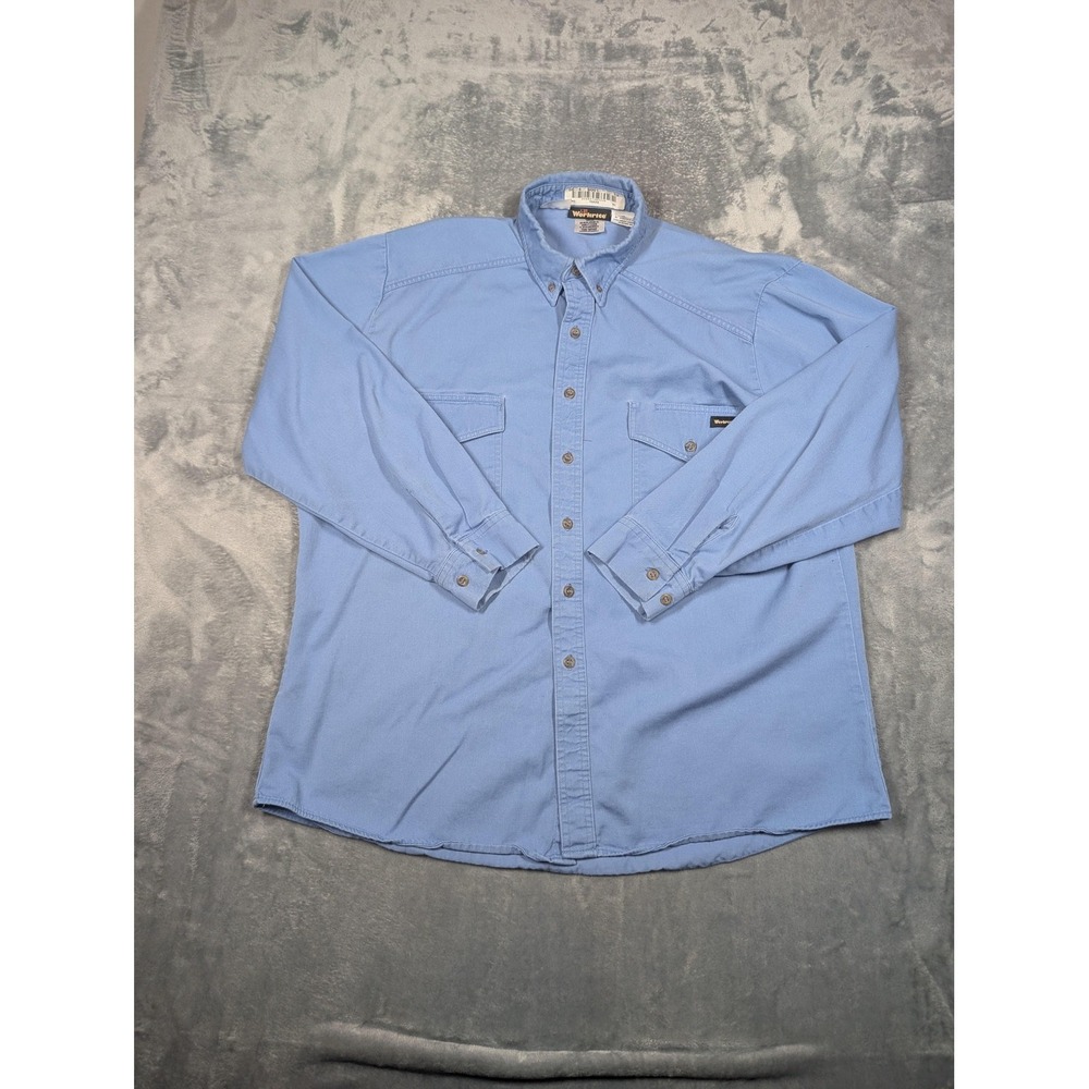 Workrite FR Shirt Mens XL Blue Solid Twill Flame Resistant Button Up Workwear